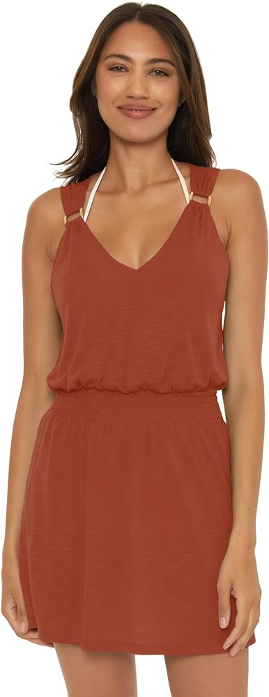 BECCA Breezy Basics Dress, Plunge Neck, Beach Cover Ups for Women