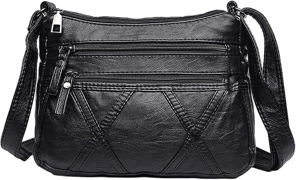 1 bolso bandolera casual negro, herramientas de almacenamiento portátil, bolsa de hombro de gran capacidad, bolsa de cuero con múltiples compartimentos, bolso ajustable para mujer (26 x 8 x 19 cm),