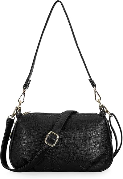 HAWEE Mujer Bolso Bandolera de Cuero PU Bolso de Hombro Pequeña Bolso Cruzado para Teléfono Movil Moda Bolso de Mano con Bandolera Bolso Movil Zip Monedero para Compras Fiesta Viaje Trabajar, Negro