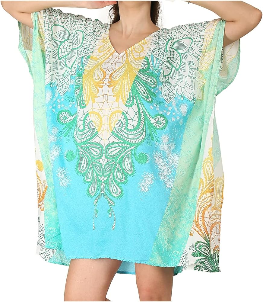 Elu Kaftan Dresses for women - Moomoo/Mumu Afghan dress Boho Caftan Beach Bathing Swimwear Coverups maxi Loungewear