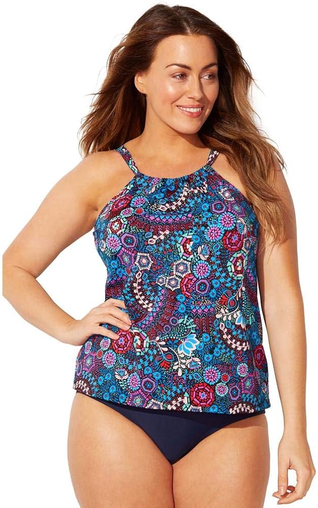 Swimsuits For All Women's Plus Size High Neck Tankini Set