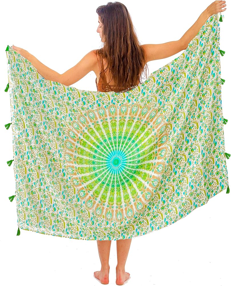 Long Sarong for Women Smooth and Silky Cotton Beach Pareo Bikini Swimsuit Cover Up Tapestry Wall Hanging - Wrap Skirt