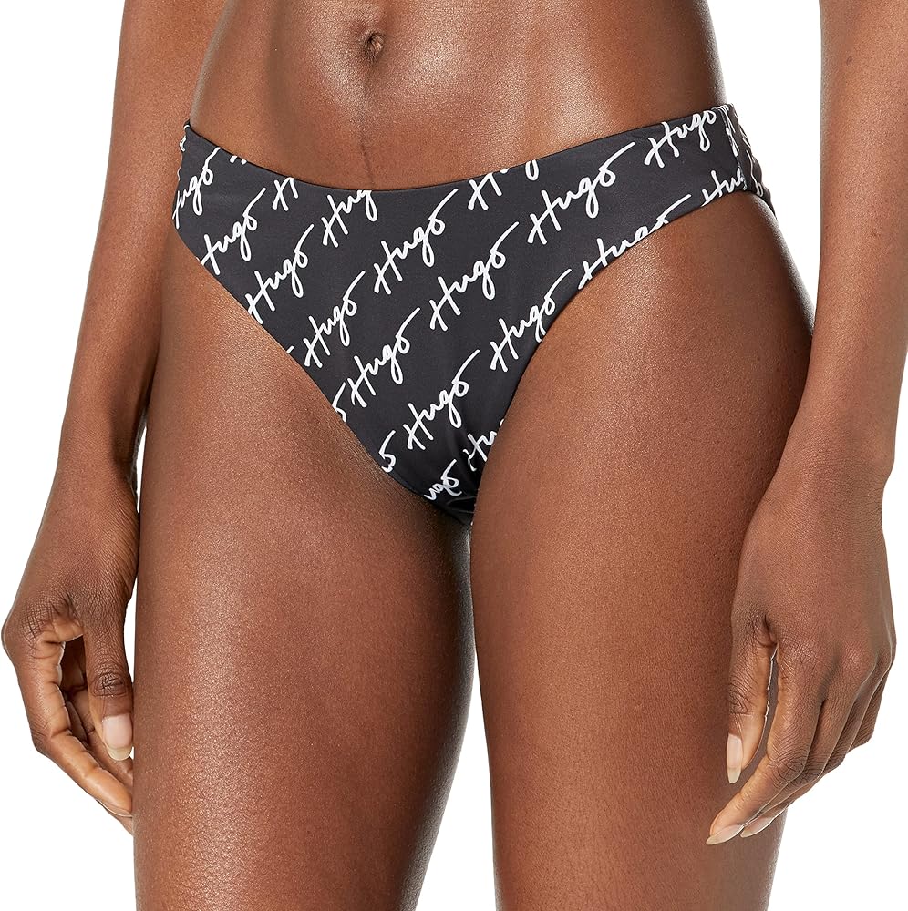 HUGO Women's Standard Repeating Script Logo Classic Bikini Bottoms