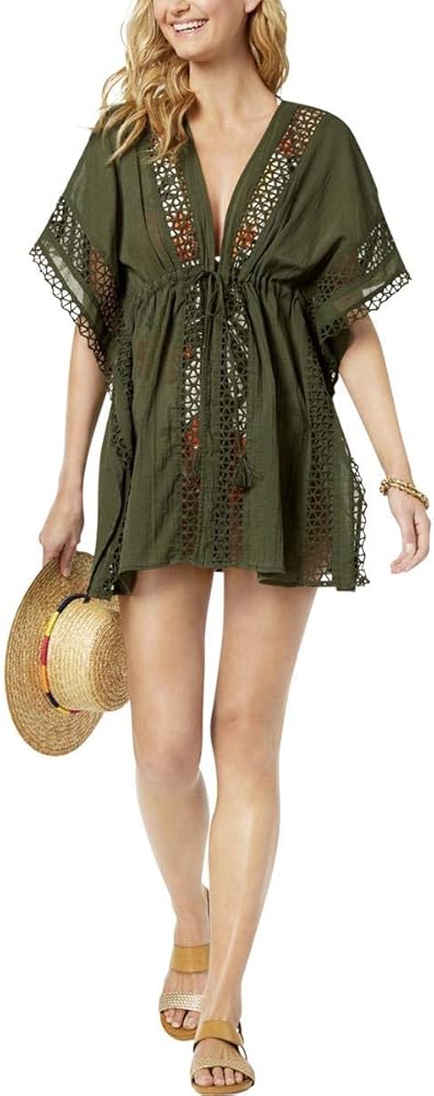 Vince Camuto Shore Shades Tie Front Caftan Cover-Up Palm