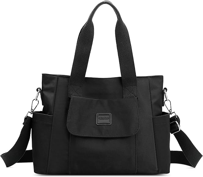 SODOLLEE Bolso Mujer Grande Bolso de Hombro Casual Bolsos Bandolera Señora Bolsos Cruzados Impermeable Nylon Bolsos de Mano Mujer para Escuela Trabajo Viajes Diario Negro