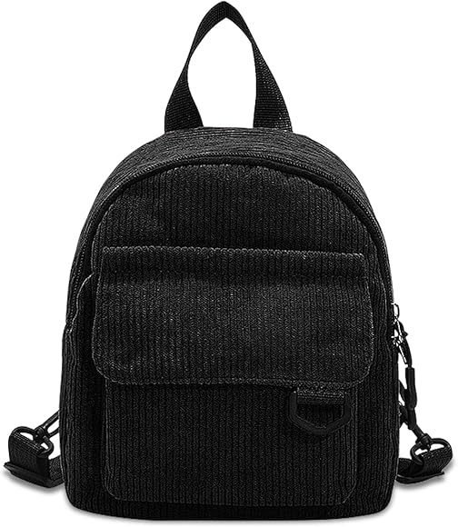 WisePoint Mochila Mujer Pequeña, Bolso Mochila de Pana Mochila Pequeña con Correa Desmontable para Hombros, Mochila Mujer Portátil para Citas, Trabajo, Compras, Viajes, Camping (Negro)