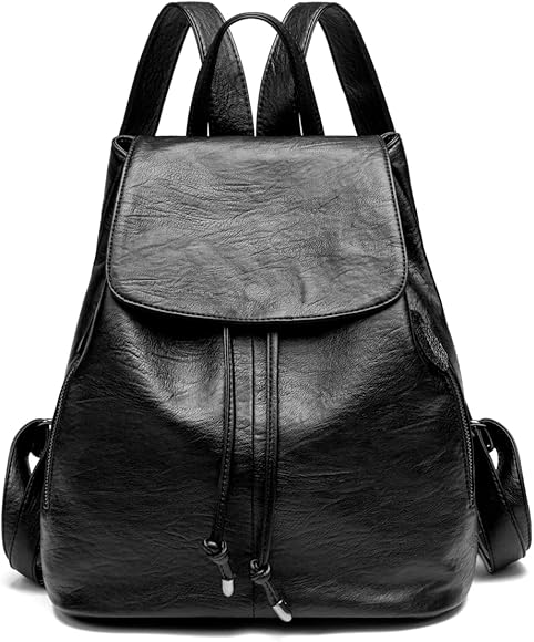 Kiepoar Mochila Casual para Mujer de PU Cuero Suave, Bolsa con Cierre de Cordón Antirrobo Escolar, Mochila Clásica Elegante Ligero Impermeable Multibolsillos Ideal para Trabajo, Escuela y Viaje