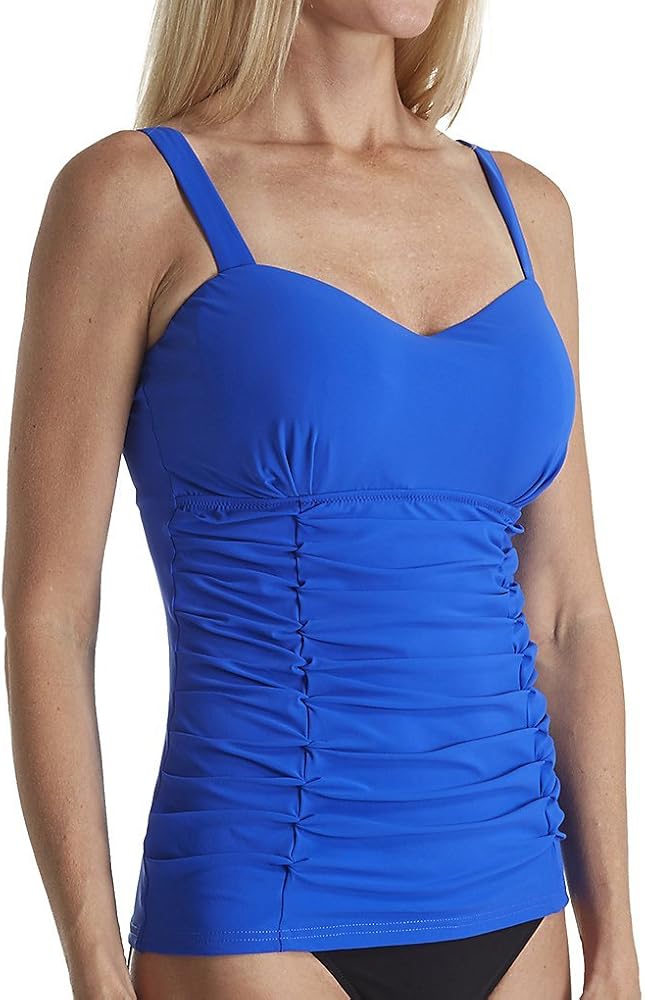 Profile by Gottex Women's Origami Underwire Bra Tankini Top (E Cup) Royal 32E