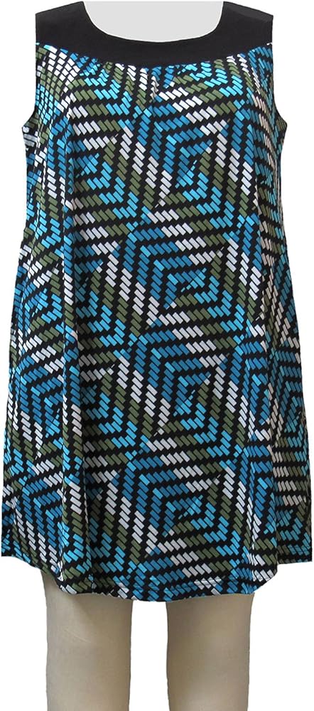 Women's Plus Size Blue Geometric Cover Up Dress