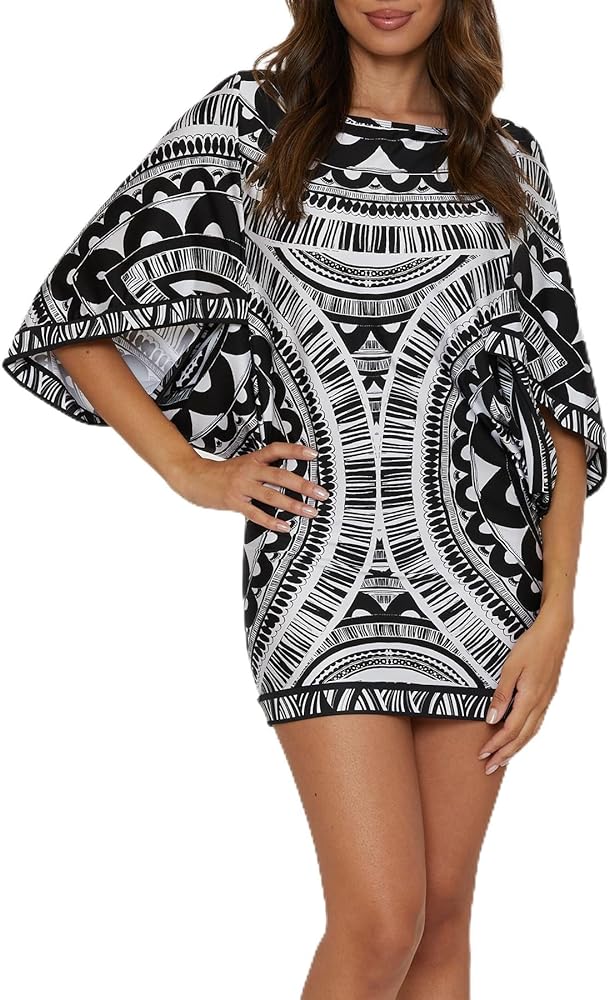 Trina Turk Hula Casablanca Tunic, Abstract Print, Casual, Beach Cover Ups for Women