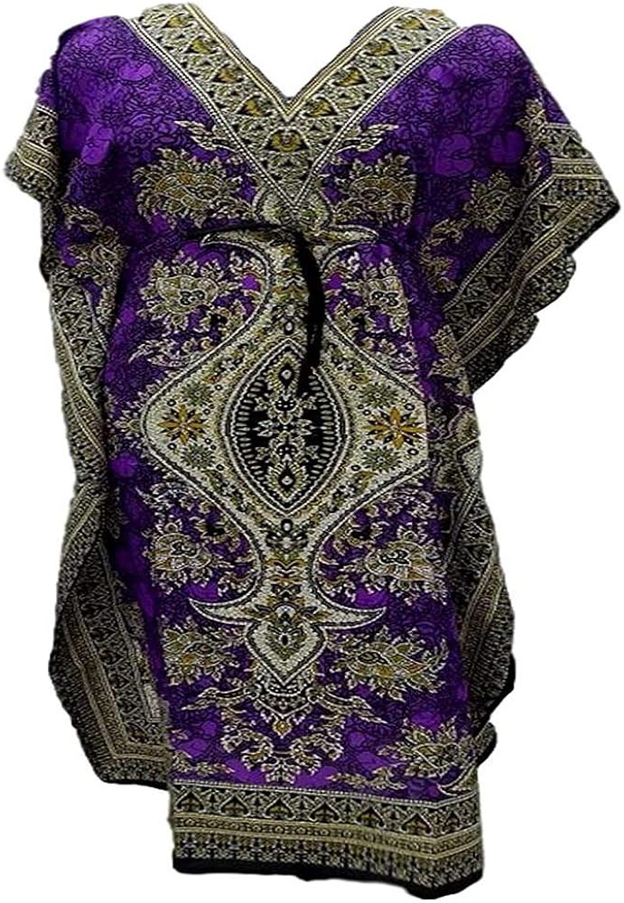 African Print Dashiki Maxi Kaftan Long Kaftan Loose Maxi Dress Cover Up Sarong for Women Beach Dress Purple