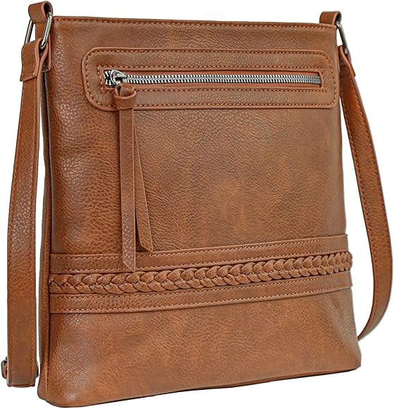 HUA ANGEL Casual Bolso Cruzado Mujer Mediano Bolsa de Hombro de Piel con Cremallera Crossbody Ligera Múltiples Bolsillos Para Telefono Carteras DeportivaTrabajo Viaje Colega