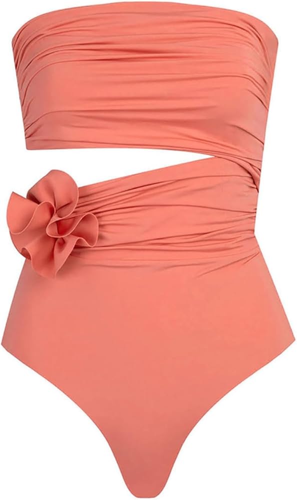 Strapless piece Swimsuit for Women Bikini Pleats