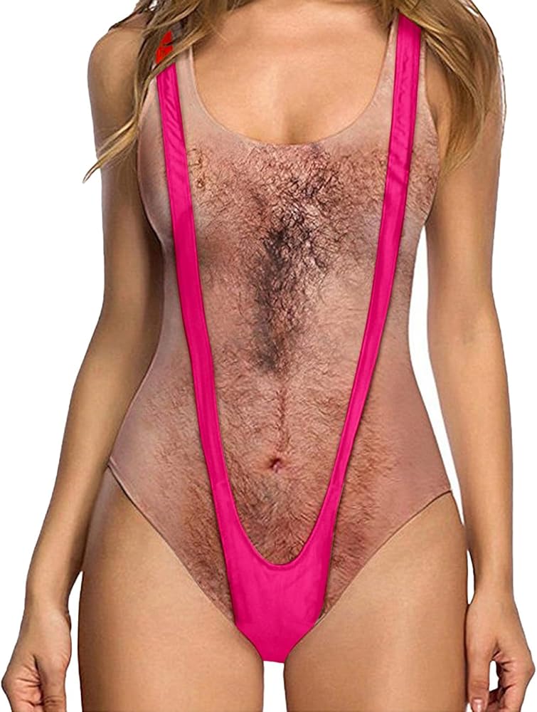 Women's One-Piece Swimsuits Imitation Skin Chest Hair Swimwears with Chest Pad without Steel Bracket