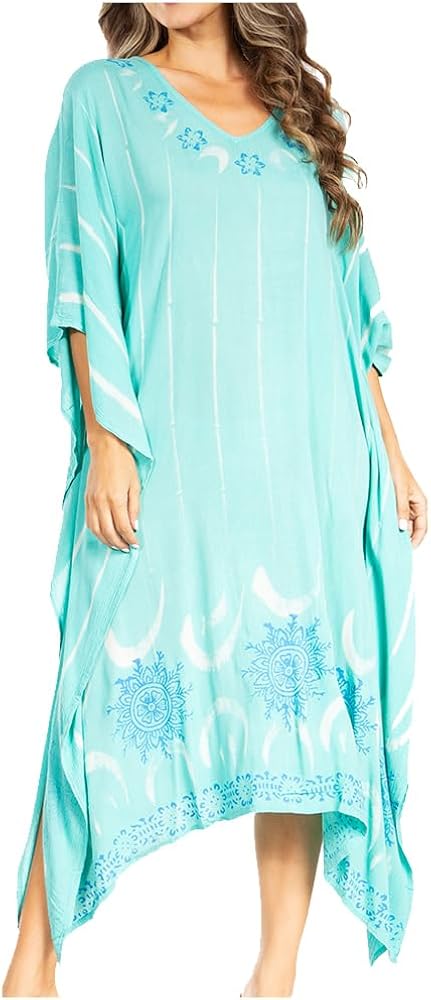 Sakkas Clementine Third Women's Tie Dye Caftan Dress/Cover Up Beach Kaftan Summer