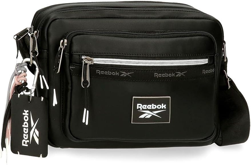 Reebok Tina Bandolera Dos Compartimentos Negro 25x18x7 cms Piel sintética