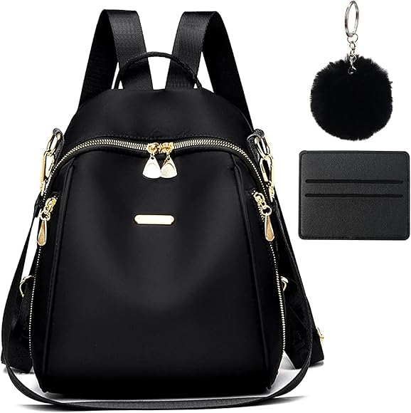 Bolso Mochila Mujer Mochila Antirrobo Mujer Bolso Mochila Mujer Antirrobo Mochila Nylon Mujer Mochila Pequeña Mujer Casual Mochila Antirrobo Mujer Impermeable Con Bolsa de Tarjetas Colgante de Felpa