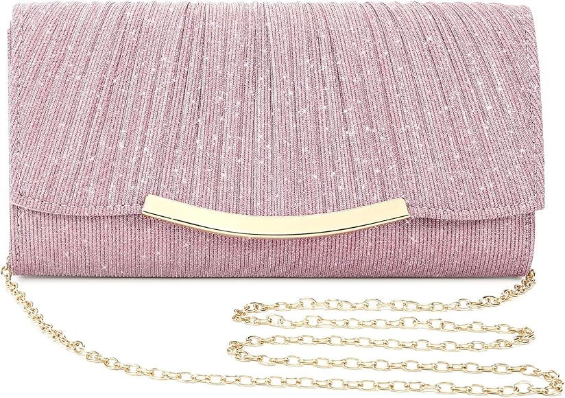 Asvert Bolso de Noche para Mujer, Elegante Bolso de Novia, Bolso de Boda, Bolso de Mujer, Bolso de Cadena, Bolso Pequeño para Fiestas, Tiempo Libre(Rosa)