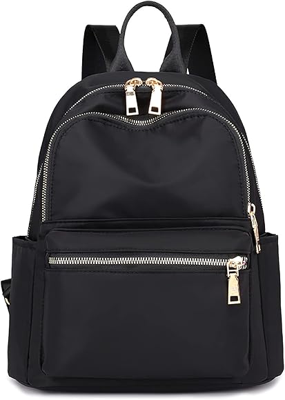 FORRICA Mochila Mujer Bolso Casual Mochila Escolar Chica Ligero Señoras Daypack Paño Oxford Impermeable Mochila para Escuela Trabajo Compras Negro M