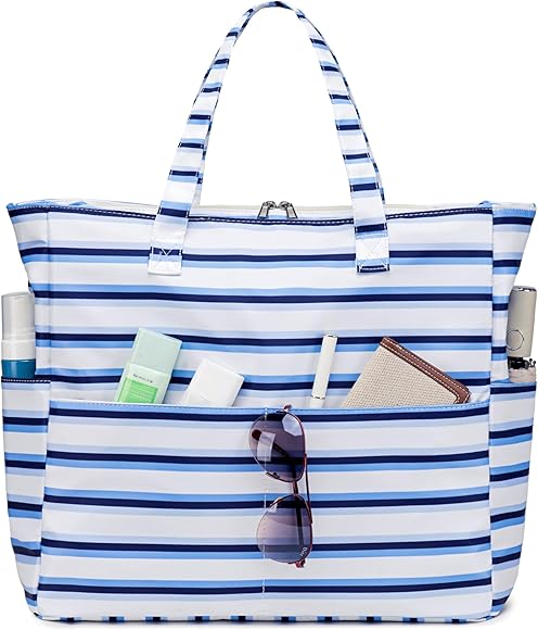 LEDAOU Bolsa de playa grande con cremallera para mujer, impermeable, bolsa de transporte, bolsa de transporte a prueba de arena con cremallera, piscina, fitness, bolsa de viaje familiar