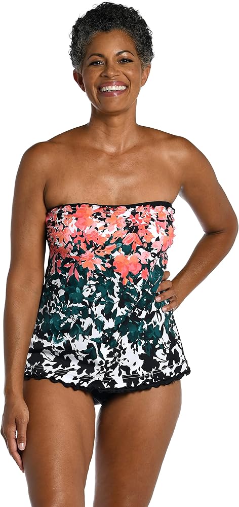 Maxine Of Hollywood Women's Ruffle Bandeau Tankini Swimsuit Top