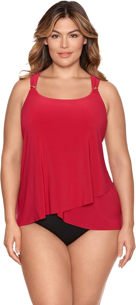 Miraclesuit Plus Size Solid Dazzle Tankini Top Grenadine Red 22W