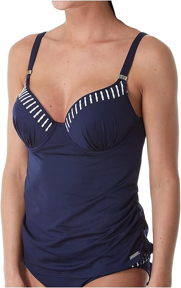 Fantasie Women's Standard San Remo Underwire Molded Gathered Tankini Top, Ink, 40DD