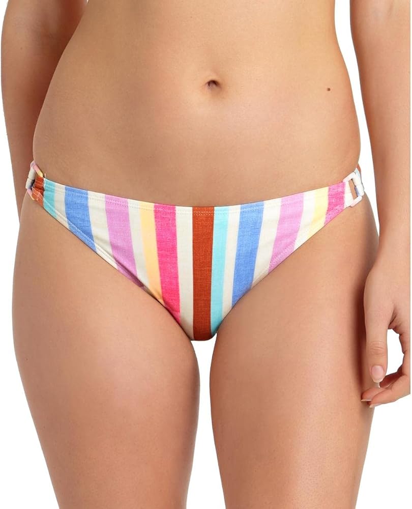 Womens Striped Ring Detail Swim Bottom Separates White M