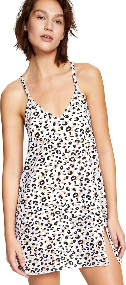 Miken Juniors' Leopard-Print Cover-Up Dress, White Cheetah, Small