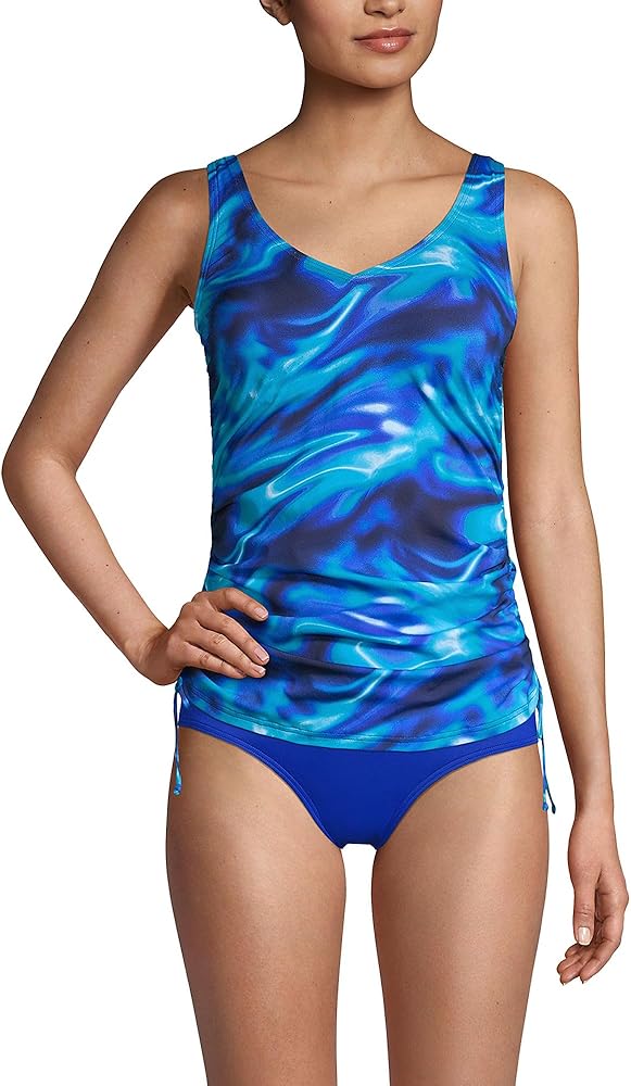 Lands' End Womens Chlorine Resistant Adjustable V-neck Underwire Tankini