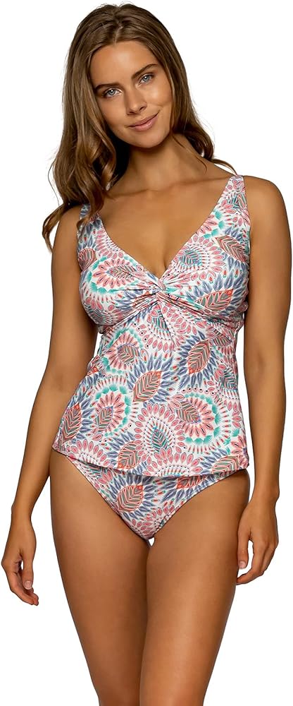 Sunsets Forever Tankini Top, Vivid Plumes, 38E/36F/34G