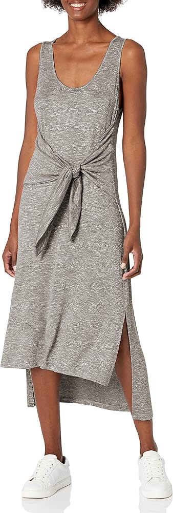 La Blanca Women's Tie Waist Midi Dress, Grey/Beach Cozy, 1X