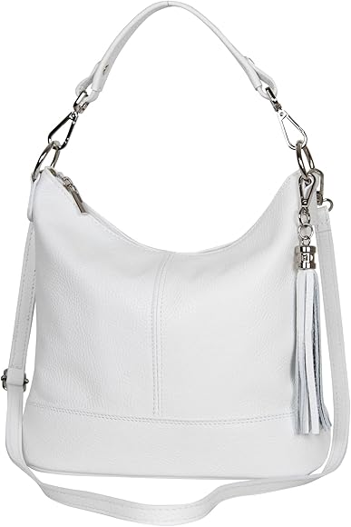 AmbraModa GLX09 – Bolso de mano para mujer de piel auténtica