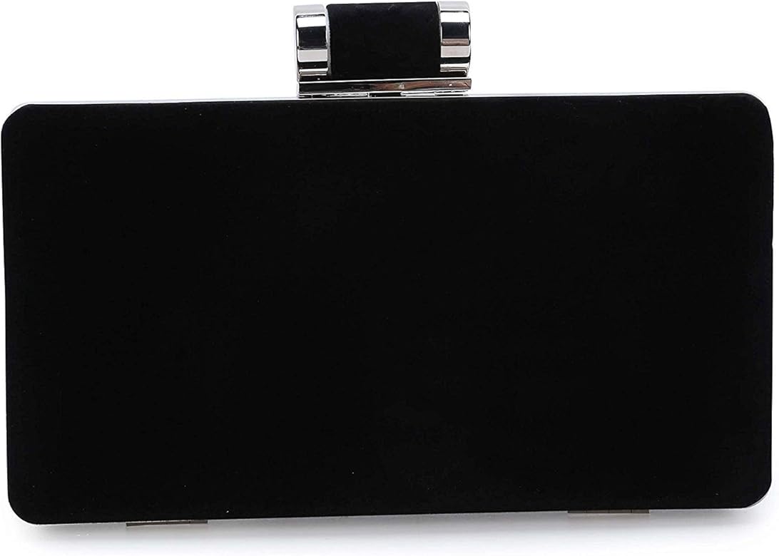 SYMALL Mujer Bolsa de Mano Terciopelo Elegante Clutch Fiesta Cartera Retro Ceremonia Billetera Pequeño Mini Bolso Noche Cóctel para Mujer Vintage Monedero Embrague Boda Cumpleaños, Negro Plateado