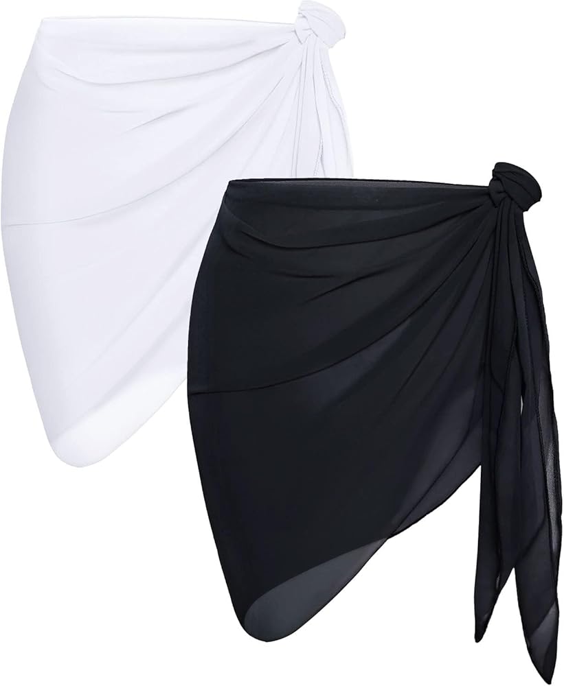 CHICGAL 2 Pieces Women Beach Sarong Bathing Suit Wrap Skirt Sheer Bikini Swimsuit Cover Ups for Swimwear