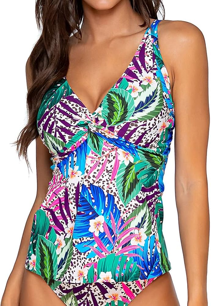 Sunsets Forever Tankini Top, Island Safari, 32E/30F/28G