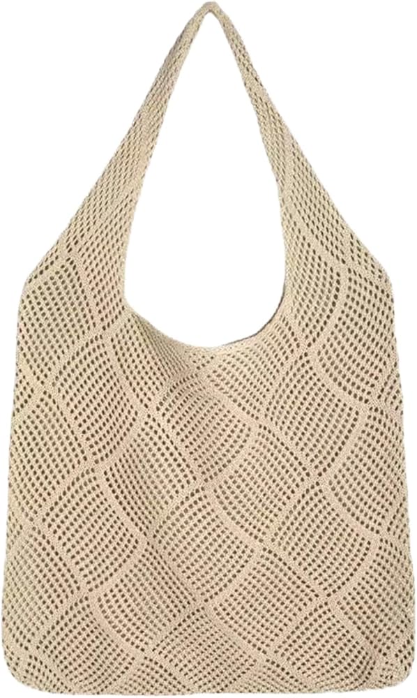 Bolso de mano de playa de ganchillo para mujer, bolso de hombro grande de punto bohemio, bolso de hombro de malla, bolso de punto hueco para vacaciones de verano, compras, viajes