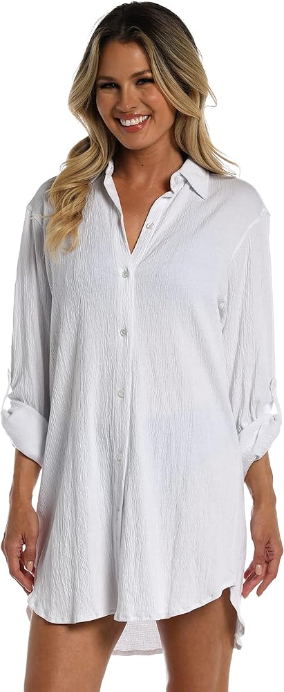 Maxine Of Hollywood Women's Standard Resort Shirt Swimwear Cover Up