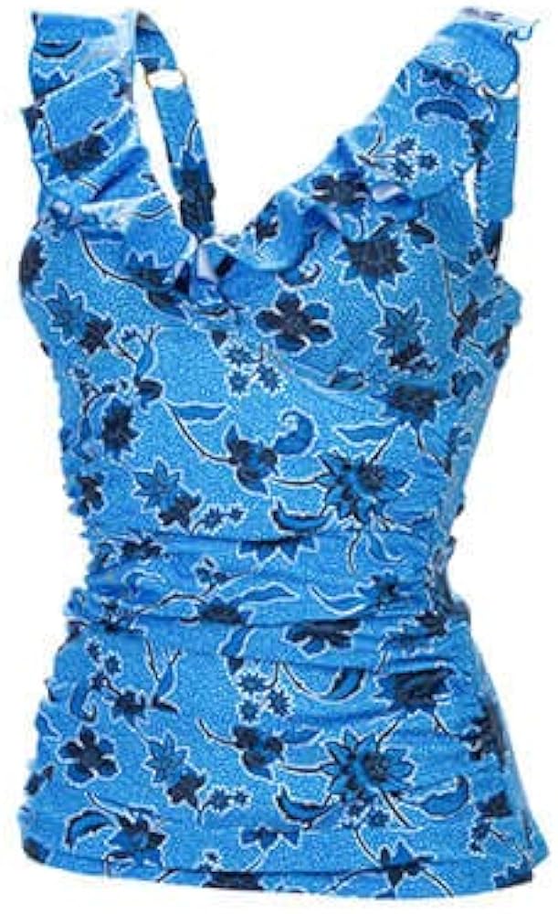 Dolfin Women's Printed Ruffle Surplice Tankini Top