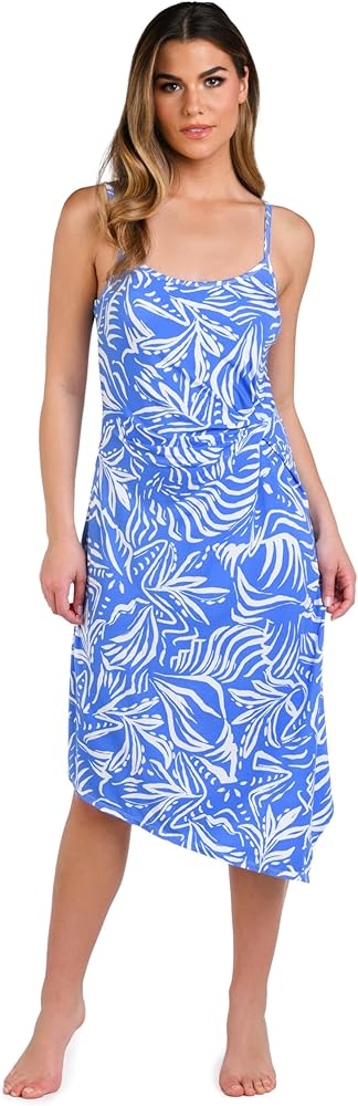 La Blanca Women's Midi Dress Swimsuit Cover Up, Chambray//Beachside Bay, X-Large