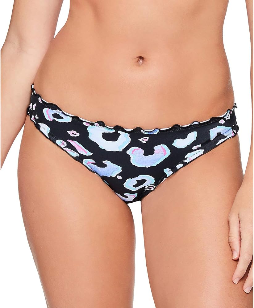 Womens Animal Instinct Ruffled Printed Swim Bottom Separates