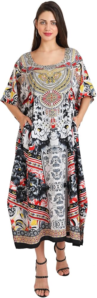 Miss Lavish London Elegant Kaftan Dresses for Women - Versatile Beach Coverups, Plus Size African Dubai & Moroccan Kaftans