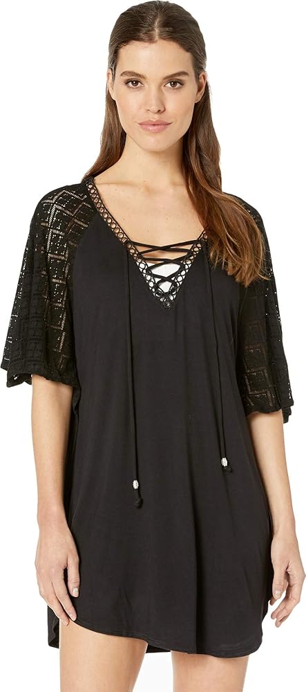 Dotti Paradise Solids Poncho Cover-Up Black LG