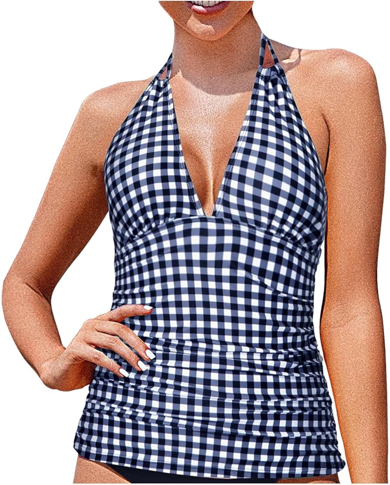 Women's Tankini Top No Bottom V Neck Swim Top Bathing Suit Top Romper Women Plus Swimsuit