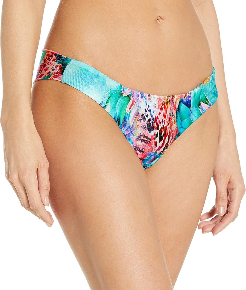 Luli Fama Women's Standard Gorgeous Chaos Water Tab Ruched Back Brazilian Bikini Bottom