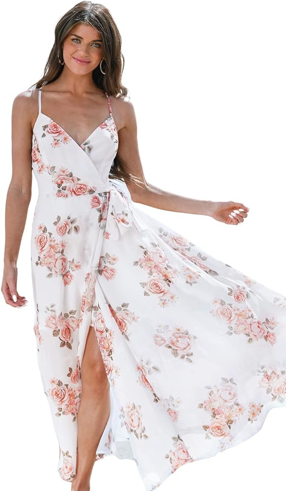 CUPSHE X Madison Women Beach Wedding Romance Floral Print Cross Back Dress Summer A-line Dresses