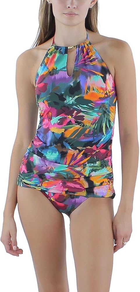 Lauren Ralph Lauren Womens Printed Halter Tankini Swim Top