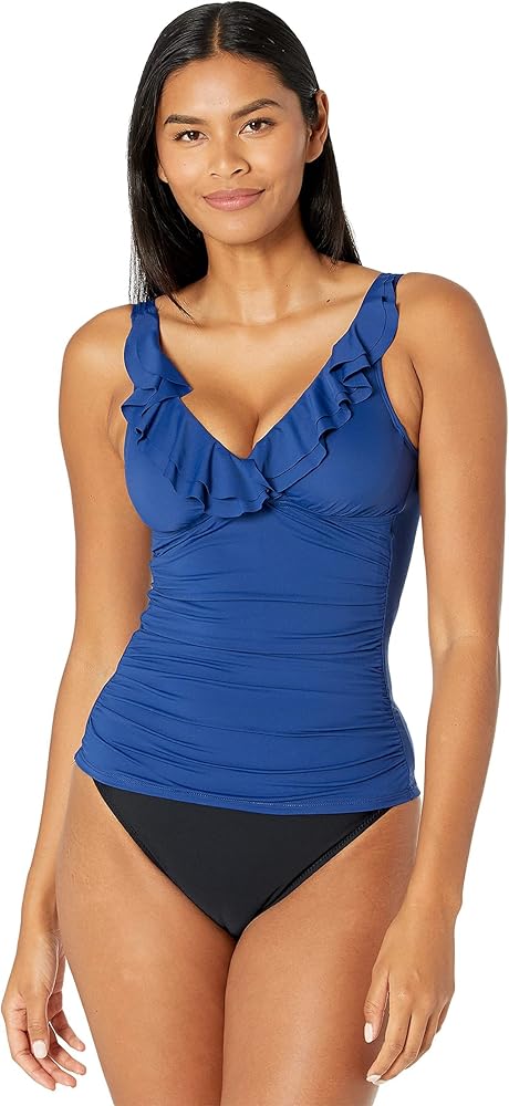 Lauren Ralph Lauren Beach Club Solids Ruffle Underwire Tankini Sapphire 6