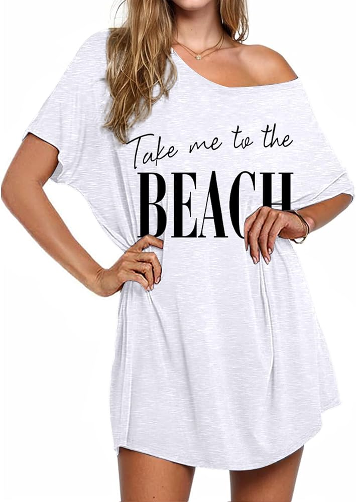 AI'MAGE Swimsuit Cover Up Women's Beach Dress Plus Size Bathing Suit Coverup Casual T Shirt Dresses Beachwear