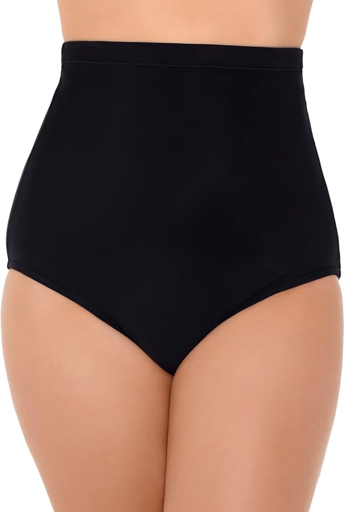 Women's Ultra High Waist Swim Bottoms Swimsuit Black Size 16